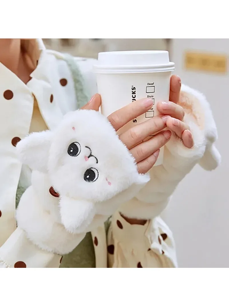 AliExpress NONE 1 Pair New Women's Gloves Autumn and Winter Cute Cat Design Cycling Fleece-Lined Thickened Student Writing Flip Girls Gloves