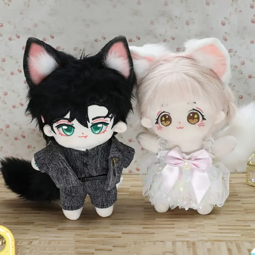 Cat Wolf Ears 20cm Plush Doll Headwear Ear Tails Black White Idol Doll Headwear Cat Ear Cute Soft Headwear for Cotton Doll