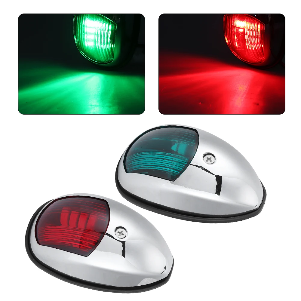 ไฟนำทางเรือ LED 12V กันน้ำ สีเขียวด้านขวา สีแดงด้านซ้าย ติดตั้งด้านข้าง สำหรับเรือสูงสุด 20 เมตร