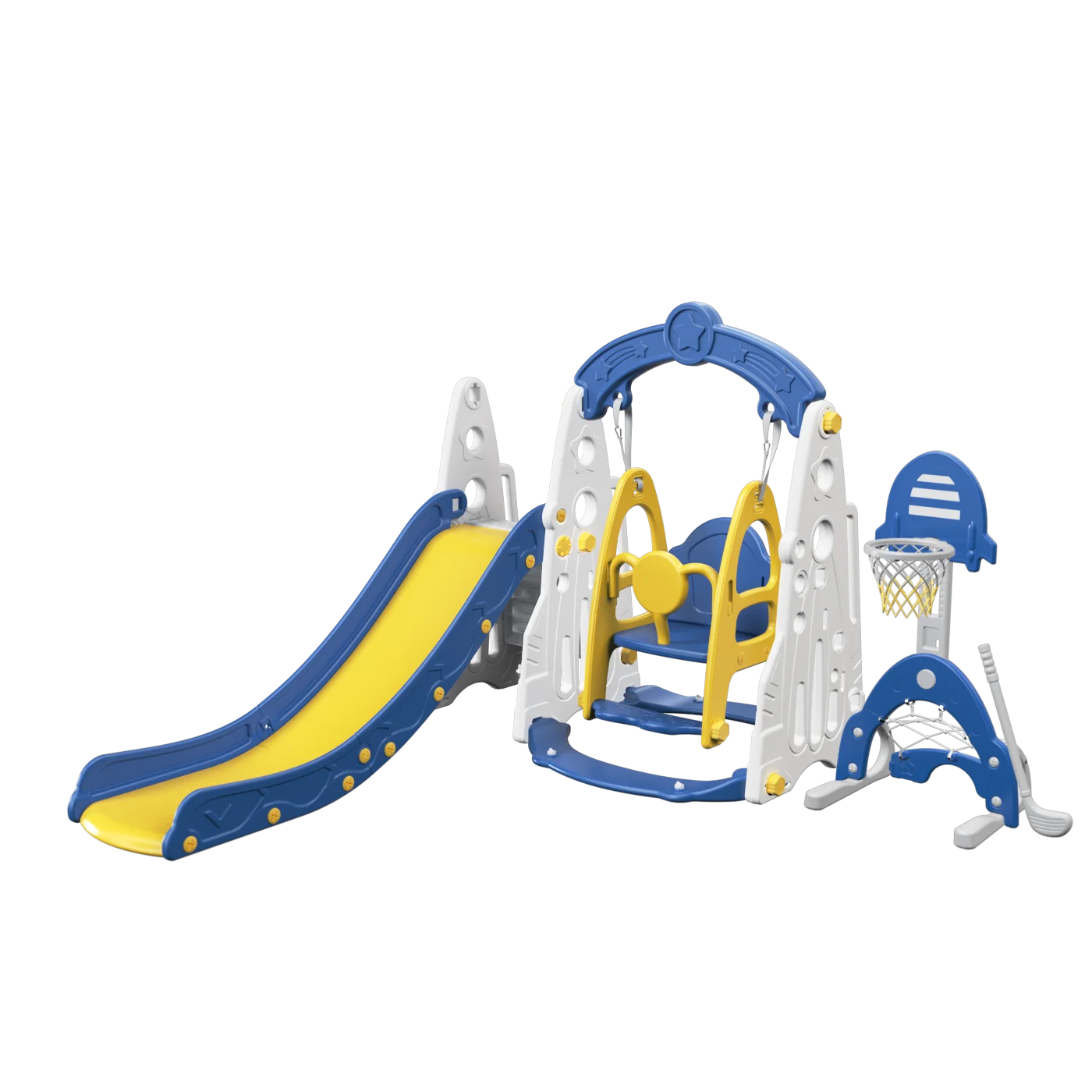 

Safe And Stable Children's Slides Indoor Household Small Stairs Enlarged Version Of Rocket Plastic Beam 6-in-1 Slides