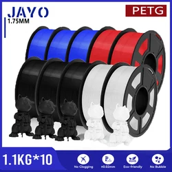 JAYO 3D PETG/PETG Transparent Filament 1.75MM 3D Printer PETG 10 Rolls 100% No Bubble Non-toxic for FDM 3D Printing Materials