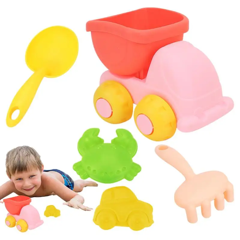 

Beach Toys For Kids 5 Pieces Set Outdoor Children's Play Sand Toys Bright Colors Outdoor Fun Toy For Backyard Lake Swimming Pool