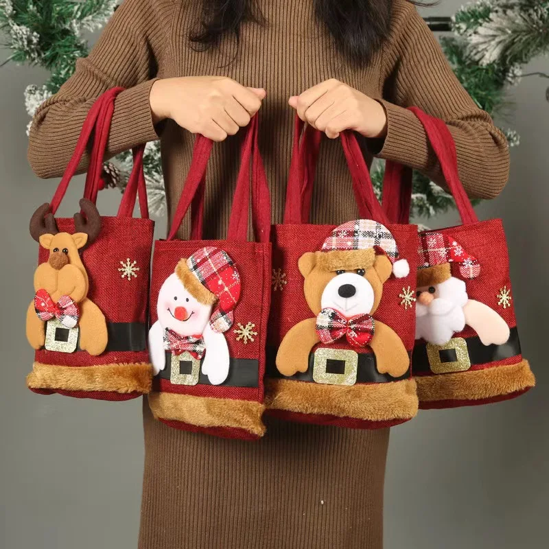 Christmas decorations Santa Snowman fawn gift bag Children gift bag Candy bag Christmas tote bag 2024 winter