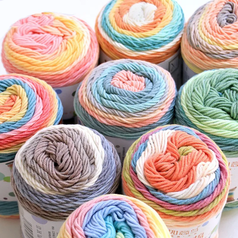 5-ply Rainbow Cotton Yarn Soft Balls Yarn Handmade DIY Knitting Yarn Crochet Sewing For Blankets Scarves  Bag Pillowcase