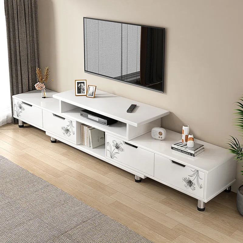 

Nordic Minimalist Wood TV Cabinet Simple Modern Retractable Design for Economy Household for Living Room Furniture Set
