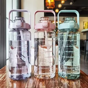 2 Liter Botol Air Plastik Jerami Botol Travel Portabel Besar Cangkir Kebugaran Olahraga Cangkir Lemak Besar Bernilai Tinggi Universal Dewasa 10 botol air lucu dengan penjualan terbaik - №