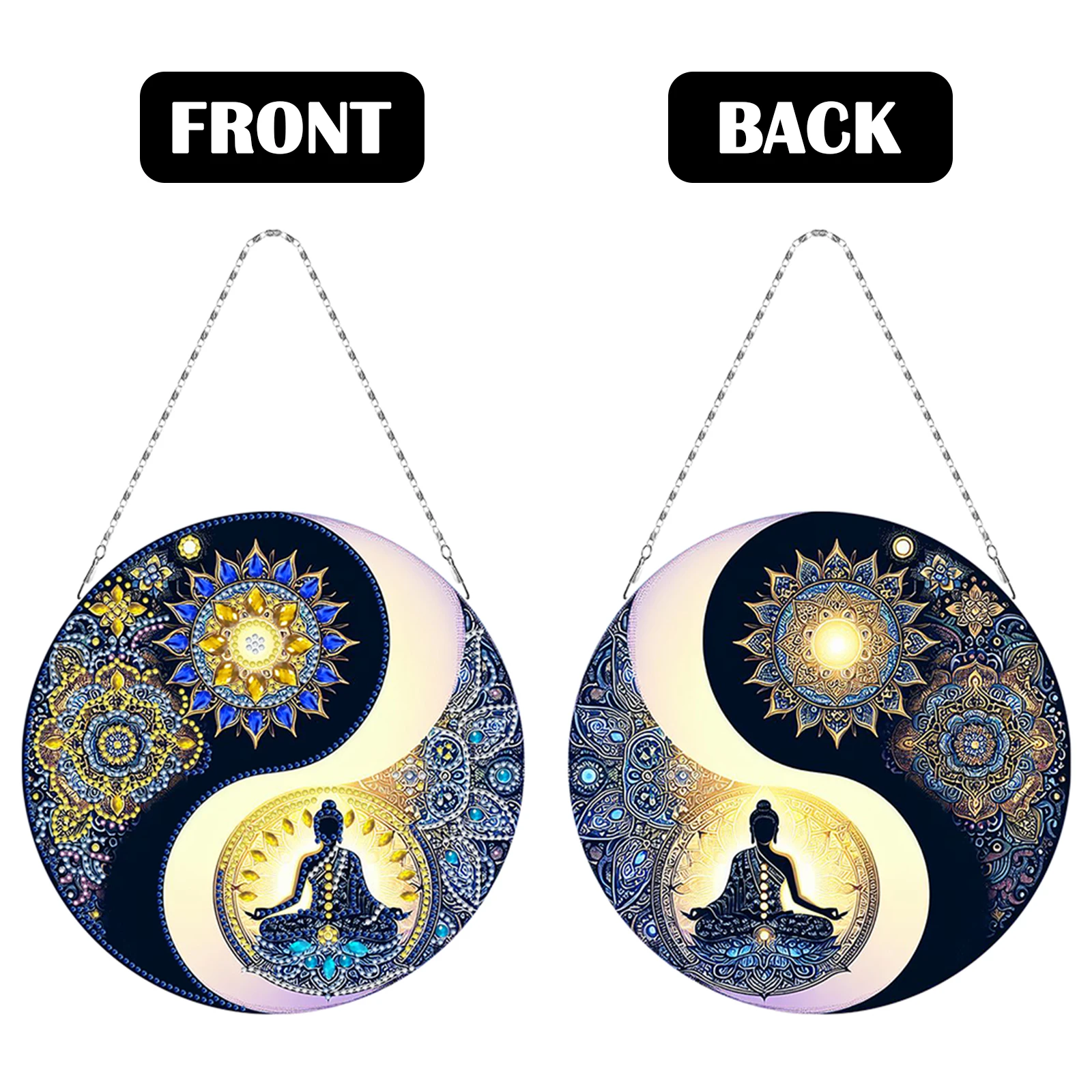 

2D Flat DIY Diamond Painting Set Hanging Diamond Art Kits Double-Sided Diamond Art Pendant Wall Decor for Home & Windows