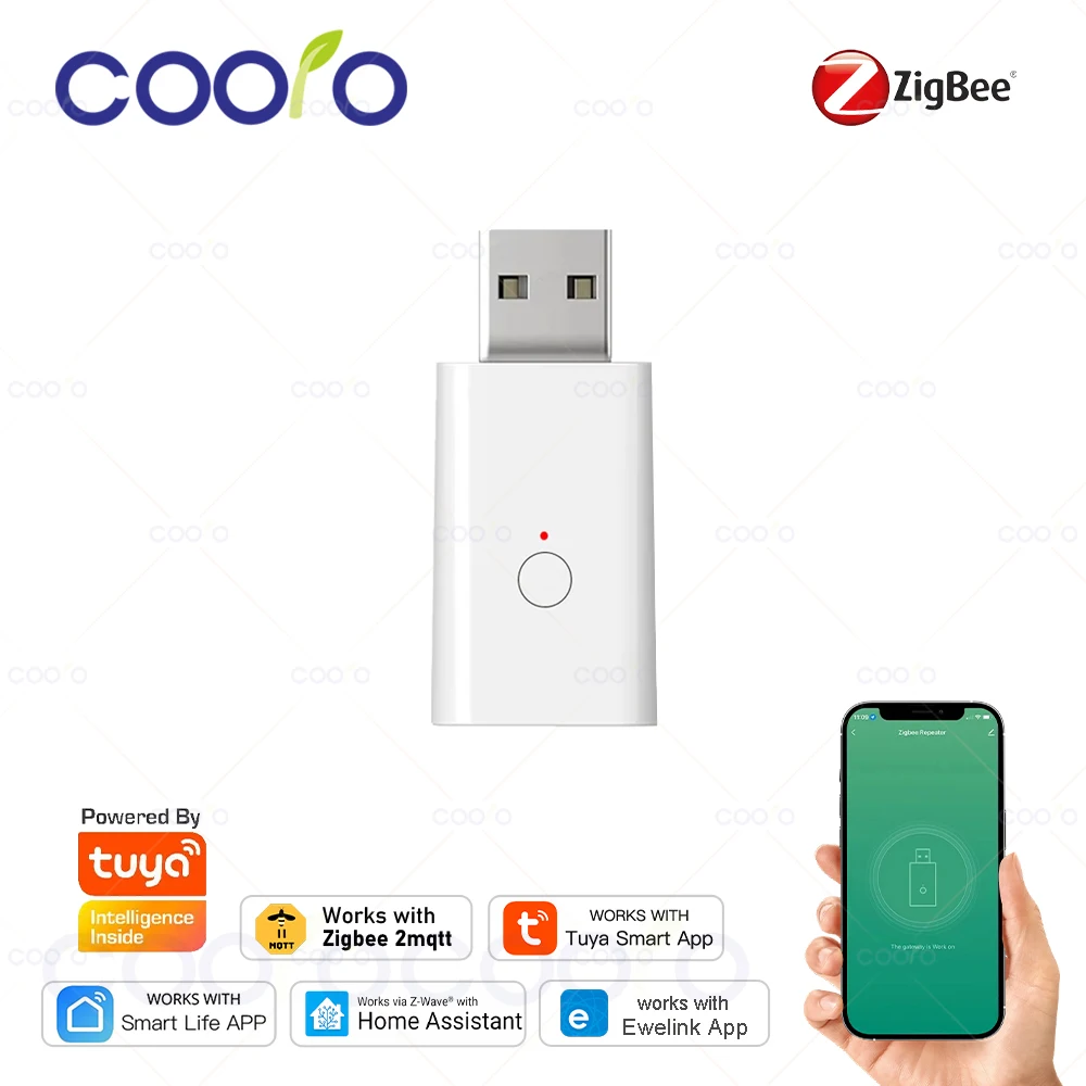 Smart ZigBee Signal Repeater USB Signal Amplifier Extender for Smart Home Device Automation Work with Home Assistant ZigBee2MQTT