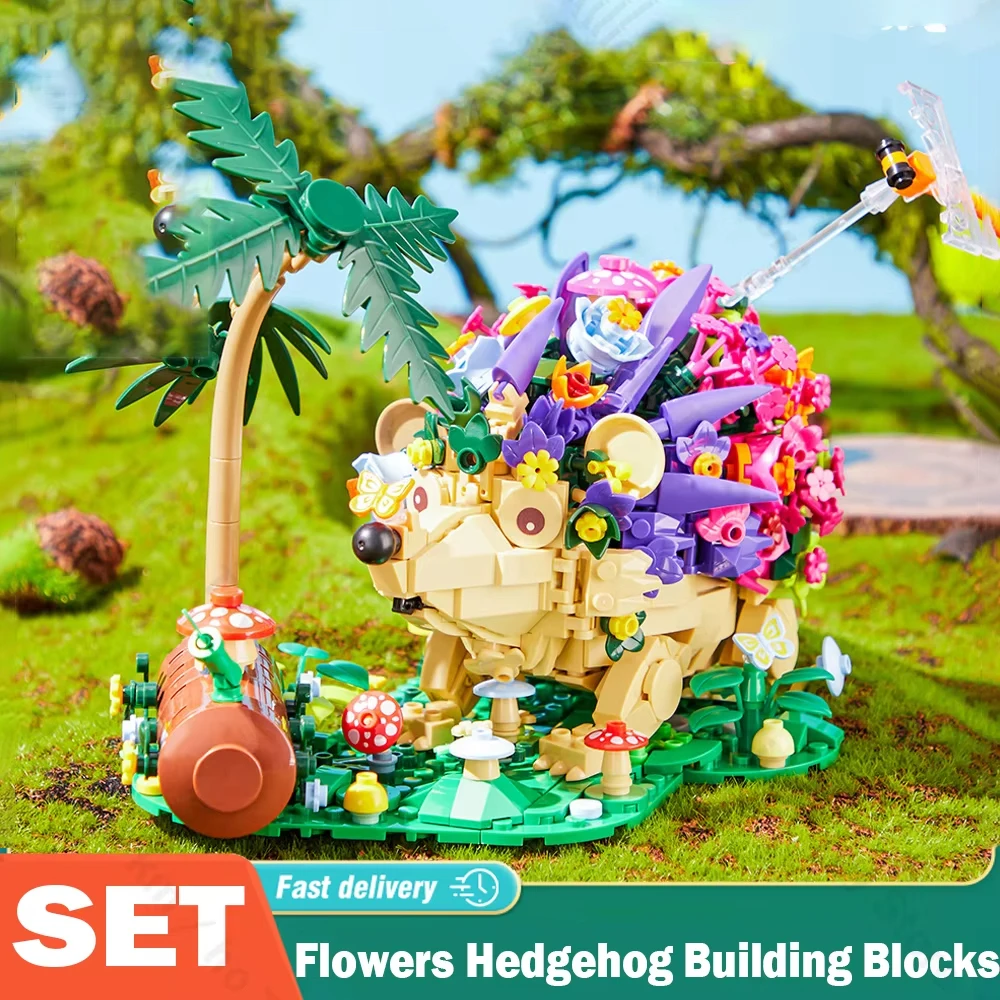

Flowers Hedgehog Foraging Building Blocks for Children Creative Animal Model DIY Bricks Assembly Puzzle Set Toys for Kids Gifts