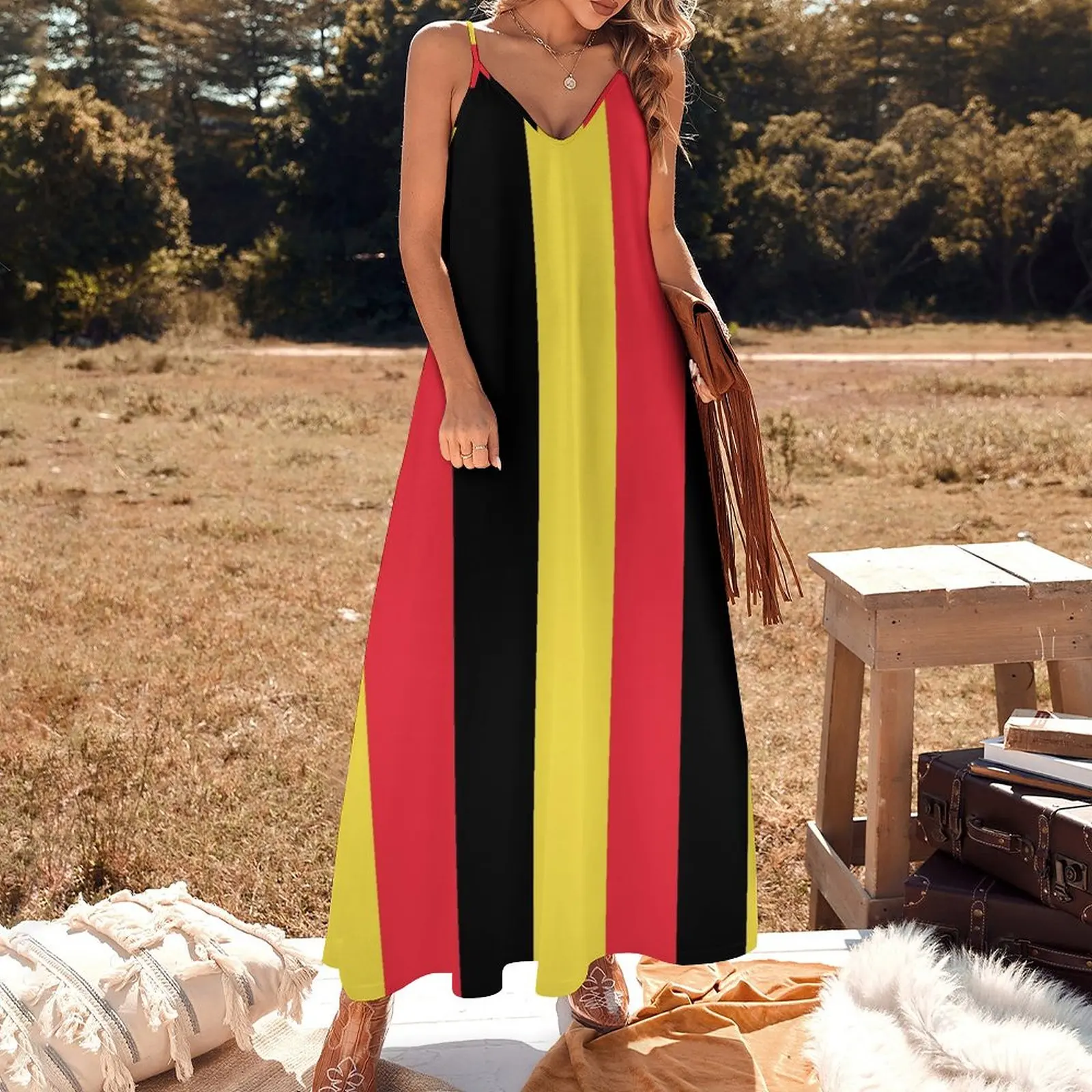 Ärmelloses Kleid mit belgischer Flagge Luxus abendkleider ästhetische Kleidung