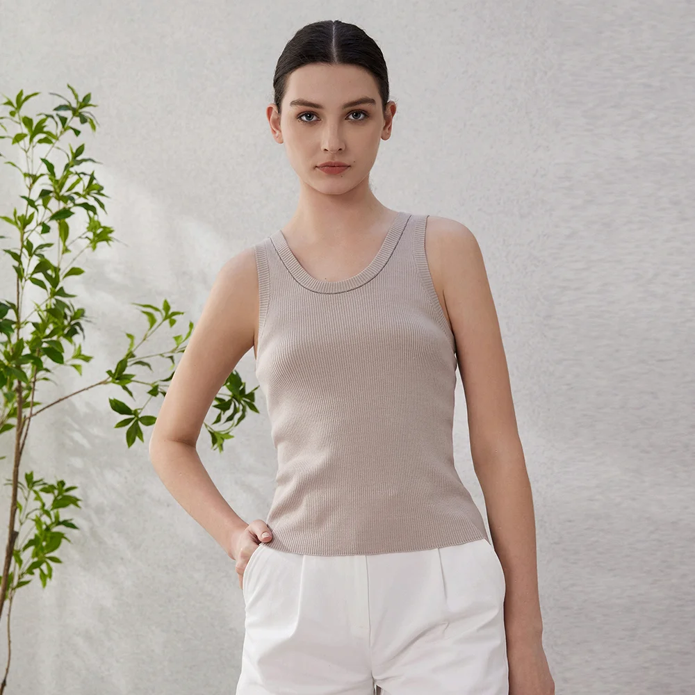 女性用ニットコットンTシャツ,ノースリーブトップス,女性用ノースリーブトップス,ウール服,BC-65