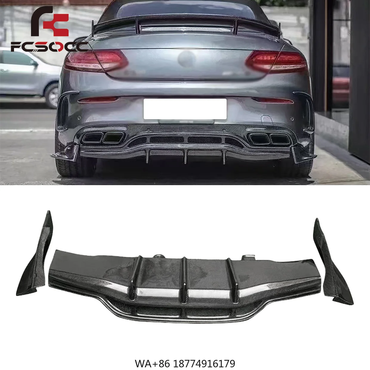 

2015-2018 for W205 C63 Coupe C Class PSM Style Carbon Fiber Rear Bumper Diffuser Auto Parts