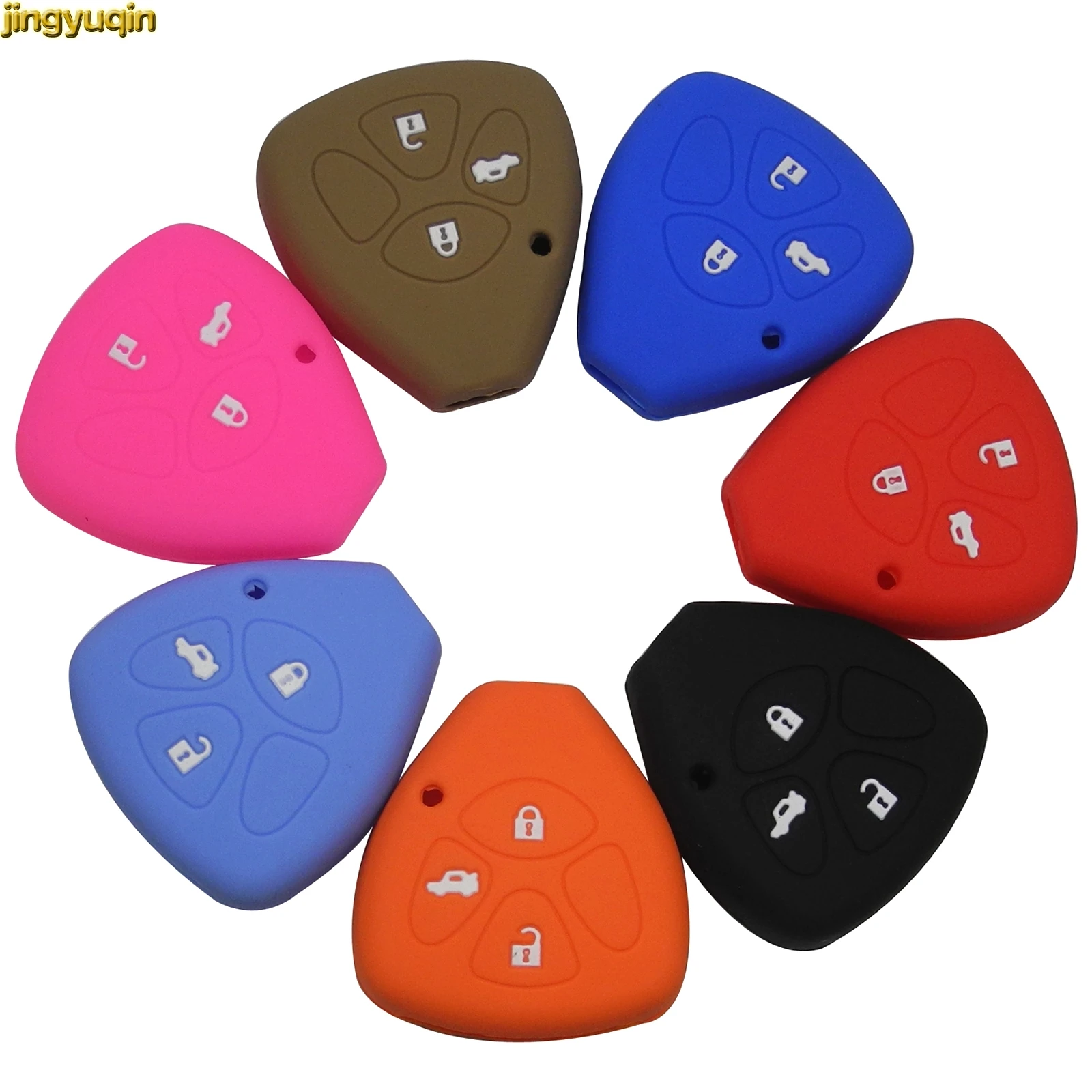 Jingyuqin 3 Buttons Flip New Silicone Remote Car Key Case Cover Fob Protector For Toyota Camry COROLLA Vios REIZ CROWN RAV4