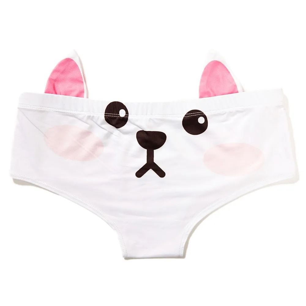 

Cute 3D Ear Women's Underpants Animal Printed Breathable Girls Panties Wrap Buttocks Sexy Milk Silk Knickers