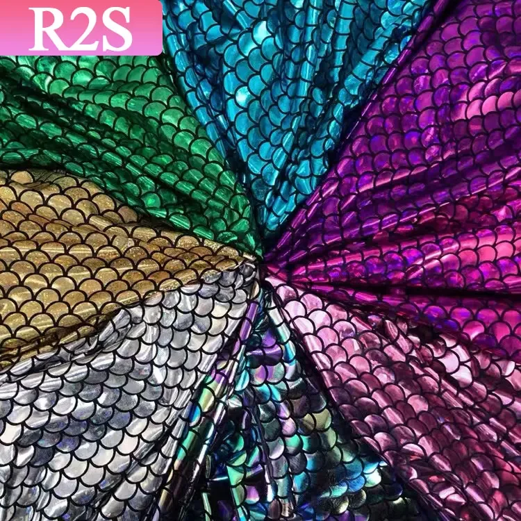 50cm*150cm Bronzing Decoration Mermaid Fabric DIY Stage Cosplay Costume Dance Shiny Stretchy Swimsuit Material