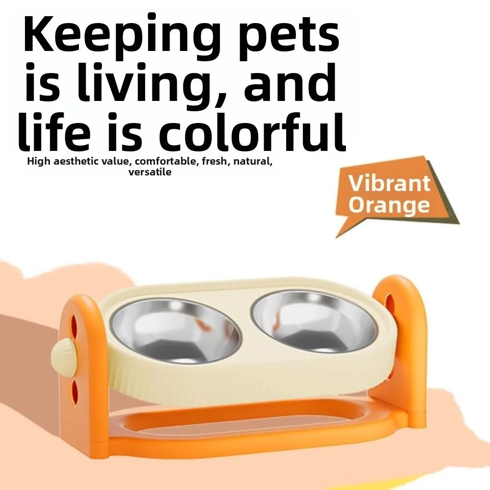 

Rotatable Pet High Footed Bowl Double Bowls Non-Slip Elevated Pet Feeder Bowl Anti-flip Protect Cervical Spine