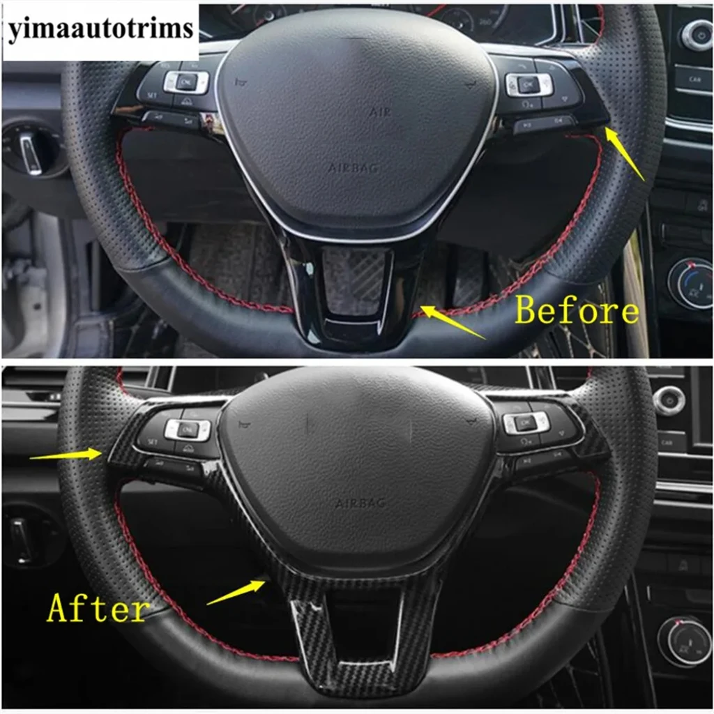 

Steering Wheel Frame Decoration Cover Trim For Volkswagen T-Roc T Roc 2018 - 2025 Carbon Fiber / Matte ABS Accessories Interior