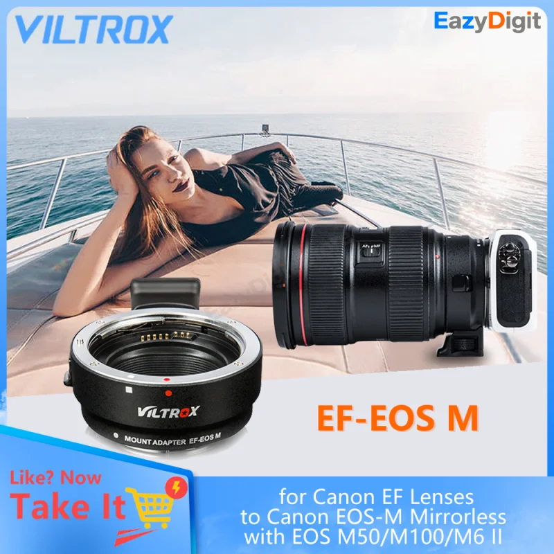

Адаптер VILTROX EF-EOS M с автофокусом для объективов Canon EF на беззеркальные камеры Canon EOS-M с EOS M50/M100/M6 II