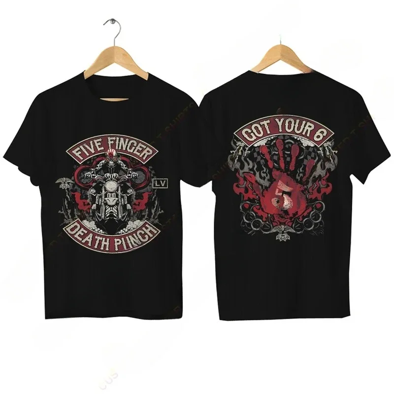 2024 Men Biker Skully T Shirt Casual Five Finger Death Punch T-shirt Graphic Oversized Breathable Comfortable Streetwear S-3XL