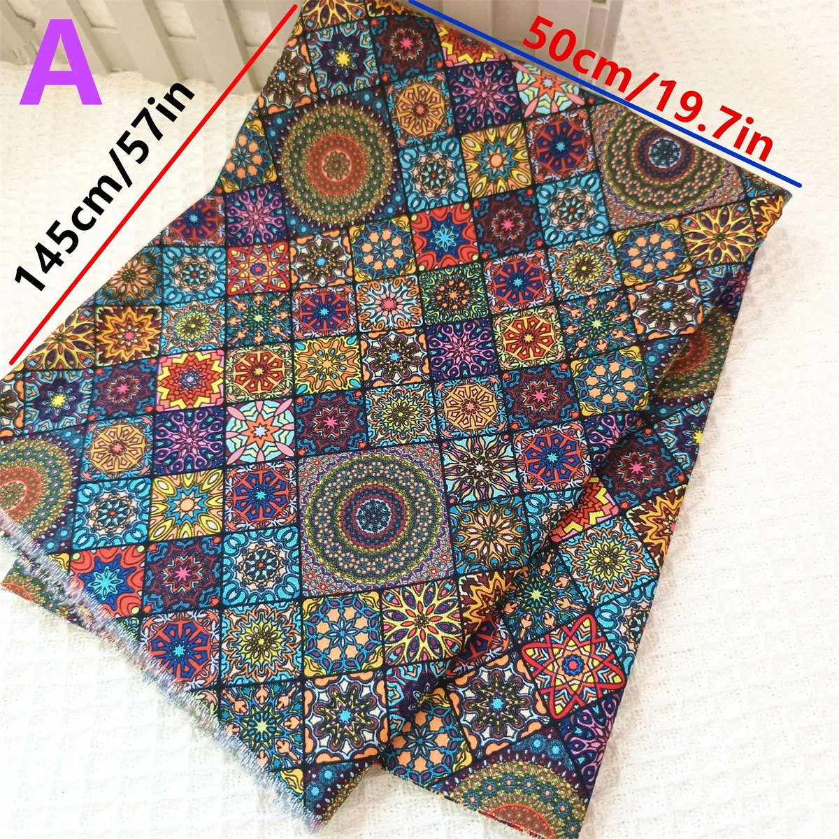 1pc 50*145cm/19.7*57in Sewing Fabric Bohemian Style Mandala 100% Cotton Printed Boho Clothes DIY Doll Dresses Handmade Patchwork