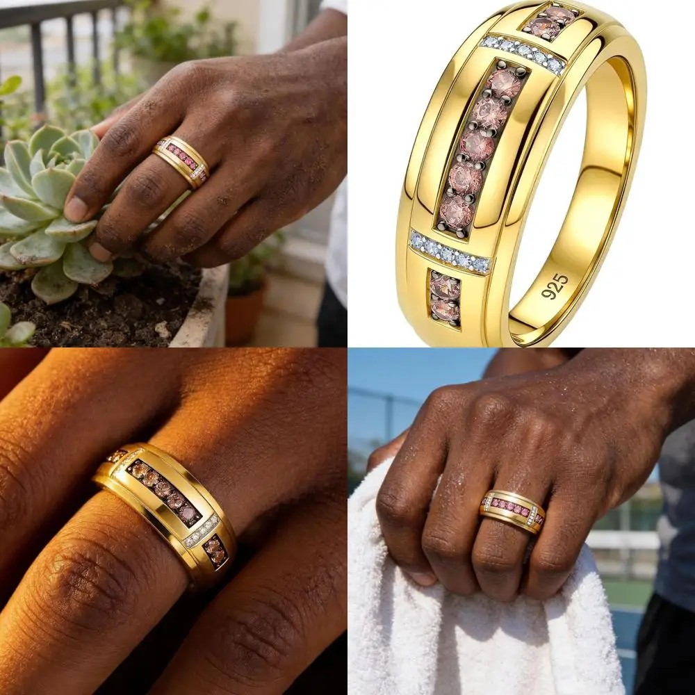 

Мужское обручальное кольцо из стерлингового серебра с круглым муассанитом, цвет D, чистота VVS1, размеры 5-17