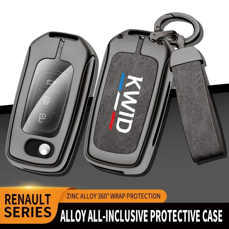 Auto TPU Zinc Alloy Key Case Bag For Renault Kwid Logo Car Key Chain Car Metal Key Shell Interior Car Decoration Accessories