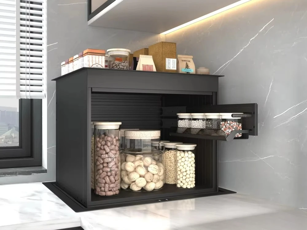 سلة ذكية أنيقة قابلة للسحب لتخزين النبيذ مع درج خزانة النبيذ الزاوية لتخزين المطبخ القابل للسحب