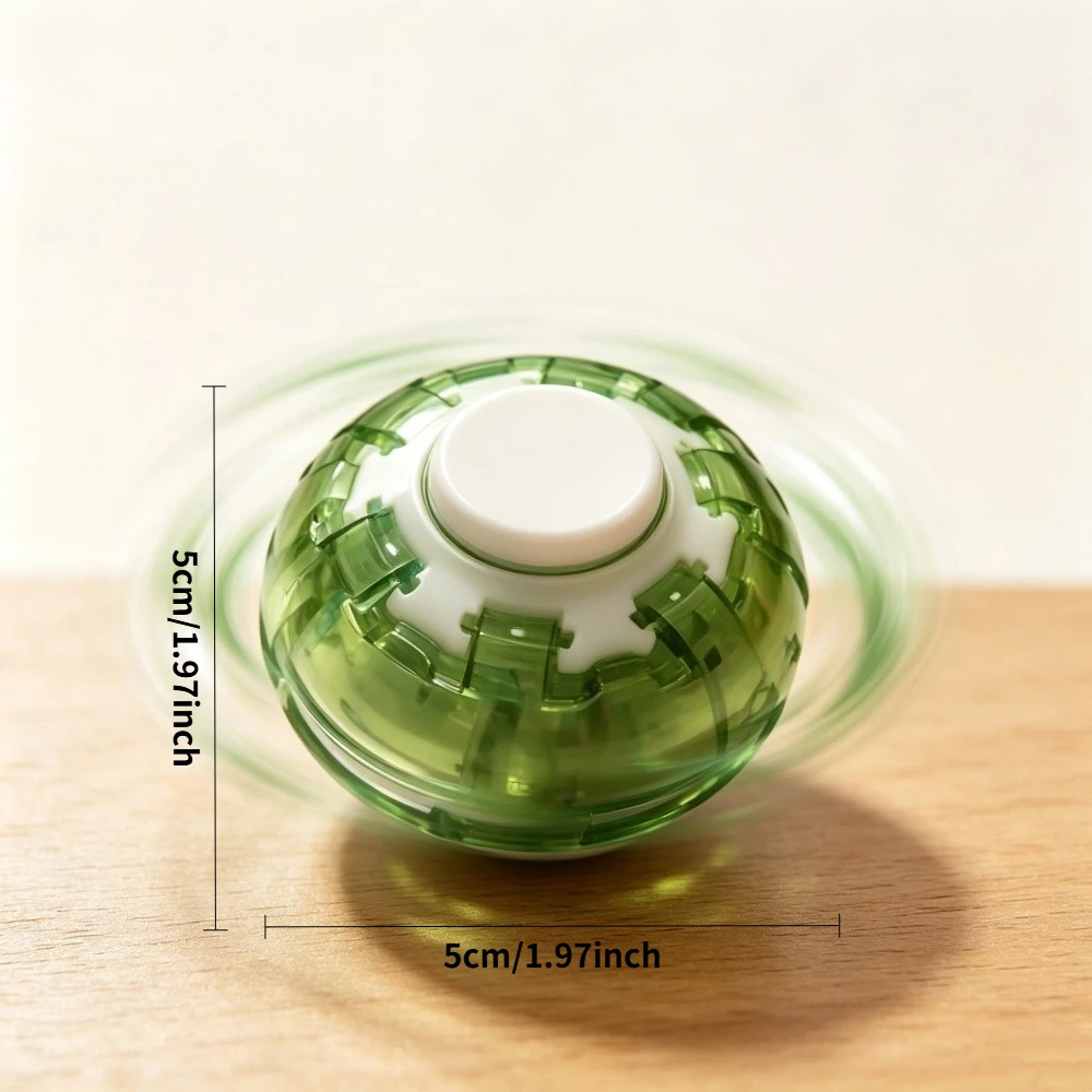 Translucent Press To Spin Fidget Ball Toys Mechanical Rotating Gyroscopes for Kids Children, Random Color and Style