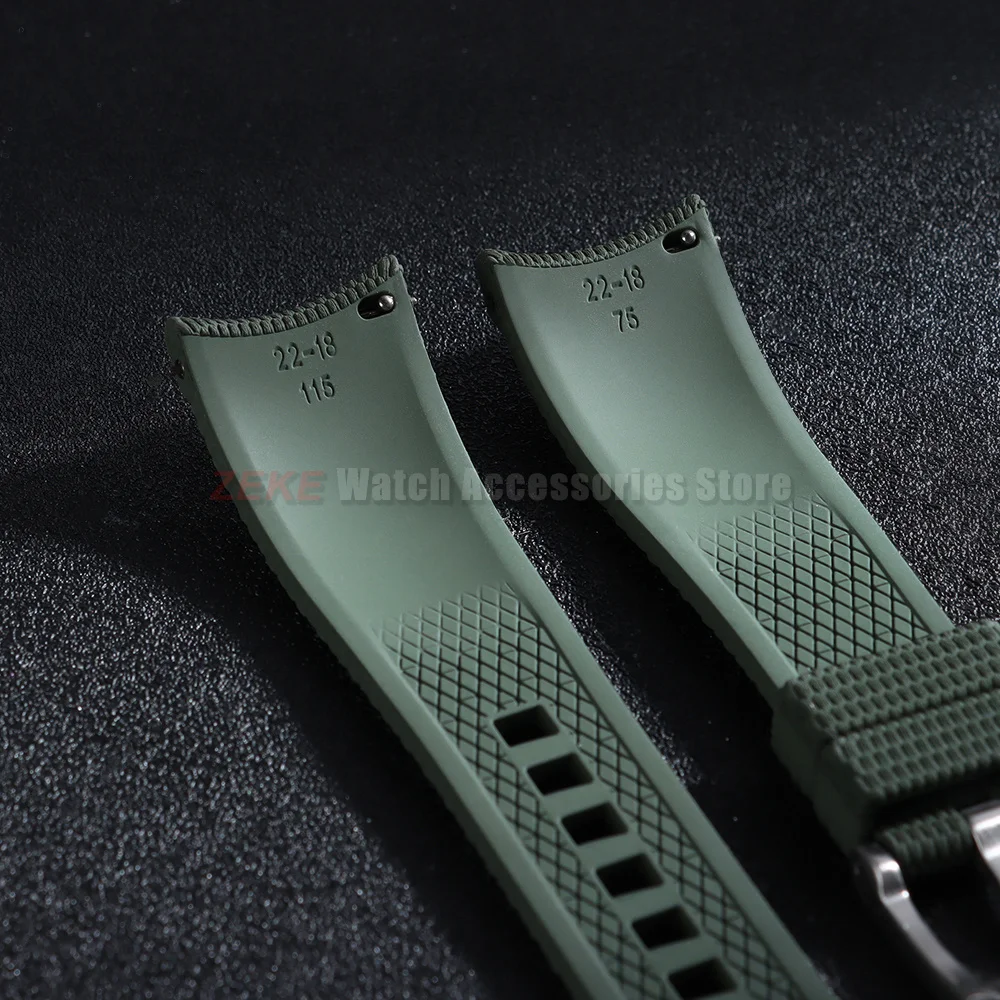 Gebogenes FKM-Gummi-Uhrenarmband mit Schnellverschluss für Omega, Rolex, Seiko, Longines, Tissot Armband 20mm 21/22mm – Detail 6