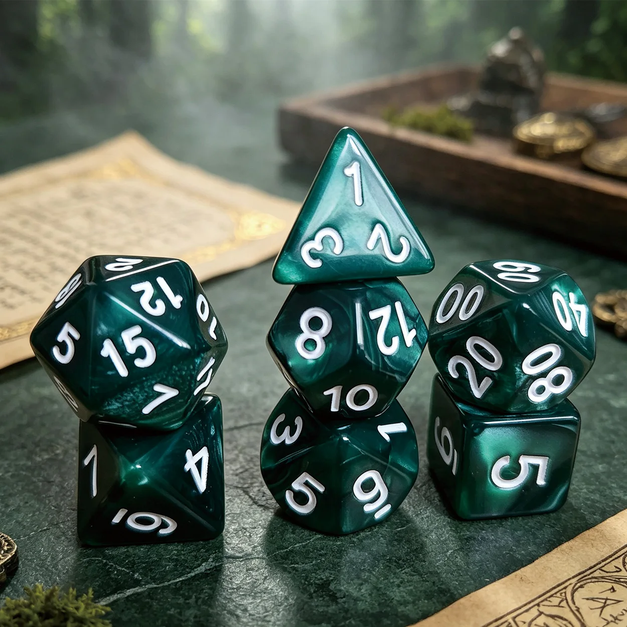 7Pcs/Set Polyhedral Marble Eff - đánh giá và giá Dice Set Polyhedral