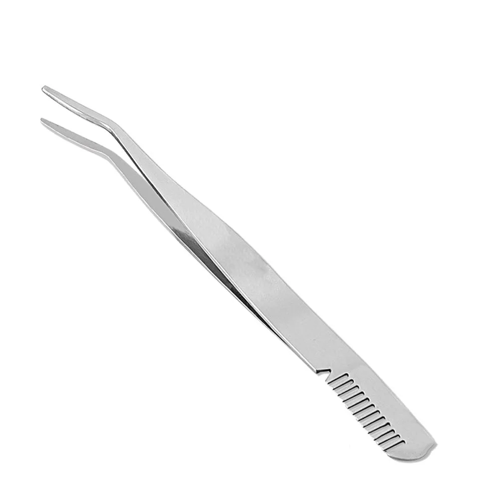 Portable Small Stainless Steel Eyebrow Tweezer Comb Anti-Slip Paint Spray Durable Safe Design Makeup Eyebrows Hair Removal