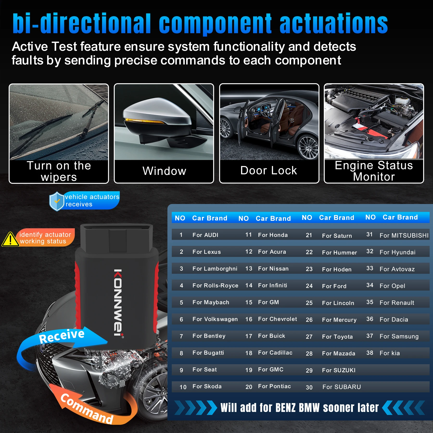 KONNWEI KDIAG نظام كامل obd السيارات الماسح الضوئي إعادة تعيين SAS EPB خدمة ECU مبرمج obd obd2 أداة تشخيص السيارة #4