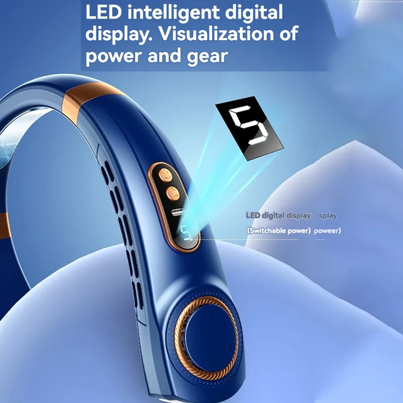 المحمولة معلقة الرقبة مروحة LED شاشة ديجيتال ضوء الليل USB قابلة للشحن الخالية من الشفرة الرقبة مروحة كهربائية مبرد الهواء مراوح التخييم