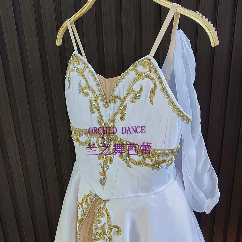 BT2507150 High Quality Custom Size Kids Girls  Ballet Dance Performance Wear Gilsay Cream Long Romantic Tutu Dress