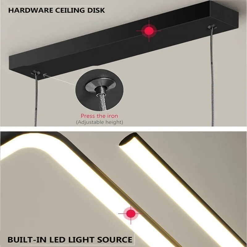 Lámpara colgante LED moderna para sala de estar, candelabro de Líneas geométricas para restaurante, cocina, oficina, café, decoración interior del