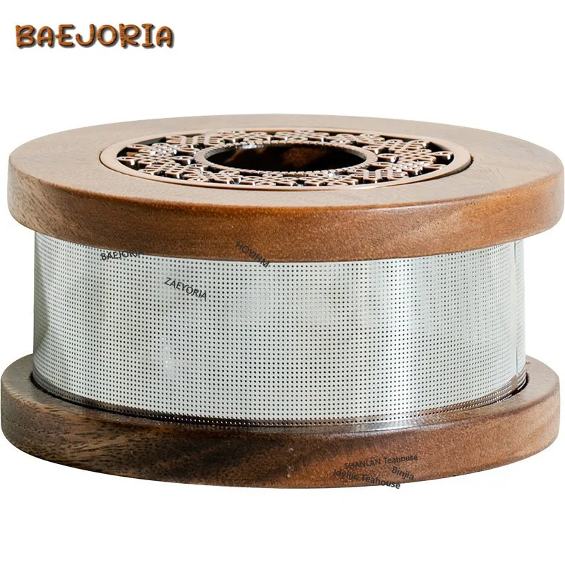 BAEJORIA Side Handle Glass Teapot Antique Tea Infuser Pot Tea Soaking Kettle With Filter Gift With Walnut Wood Tea Warmer Holder