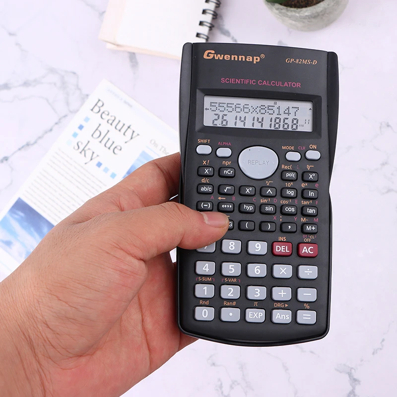 Calculadora Científica Portátil Portátil, Display de 2 Linhas, Multi-função, Ensino de Matemática Dedicado