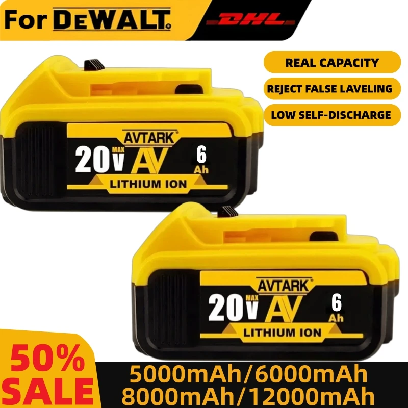 

20В 6,0Ач, для аккумулятора Dewalt 20В DCB200 18650 Сменный литий-ионный аккумулятор, для аккумулятора DeWalt 20 В, электроинструмент DCB205 DCB201 DCB203
