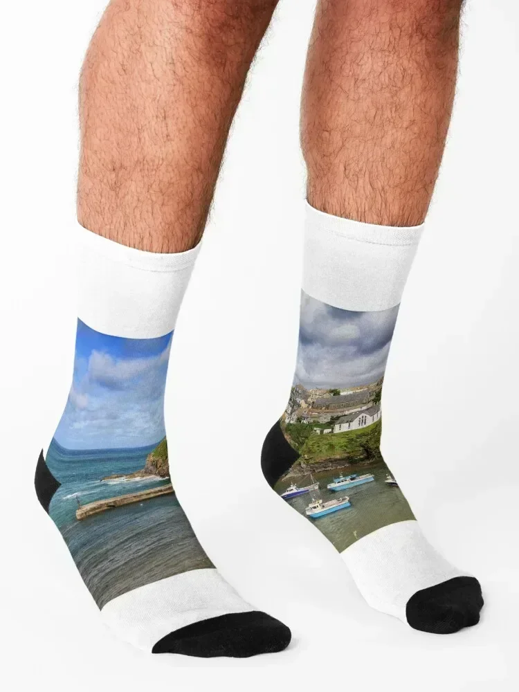 The village of Port Isaac in Cornwall Socks compression man halloween custom sports Girl'S Socks Men's