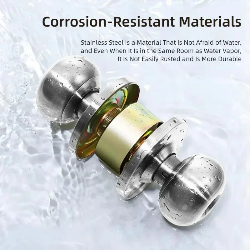 Poignées de porte universelles Boutons Chambre Salon Serrure Serrures d'entrée de salle de bain Accessoires de serrure ronde intérieure avec clés Serrure de porte