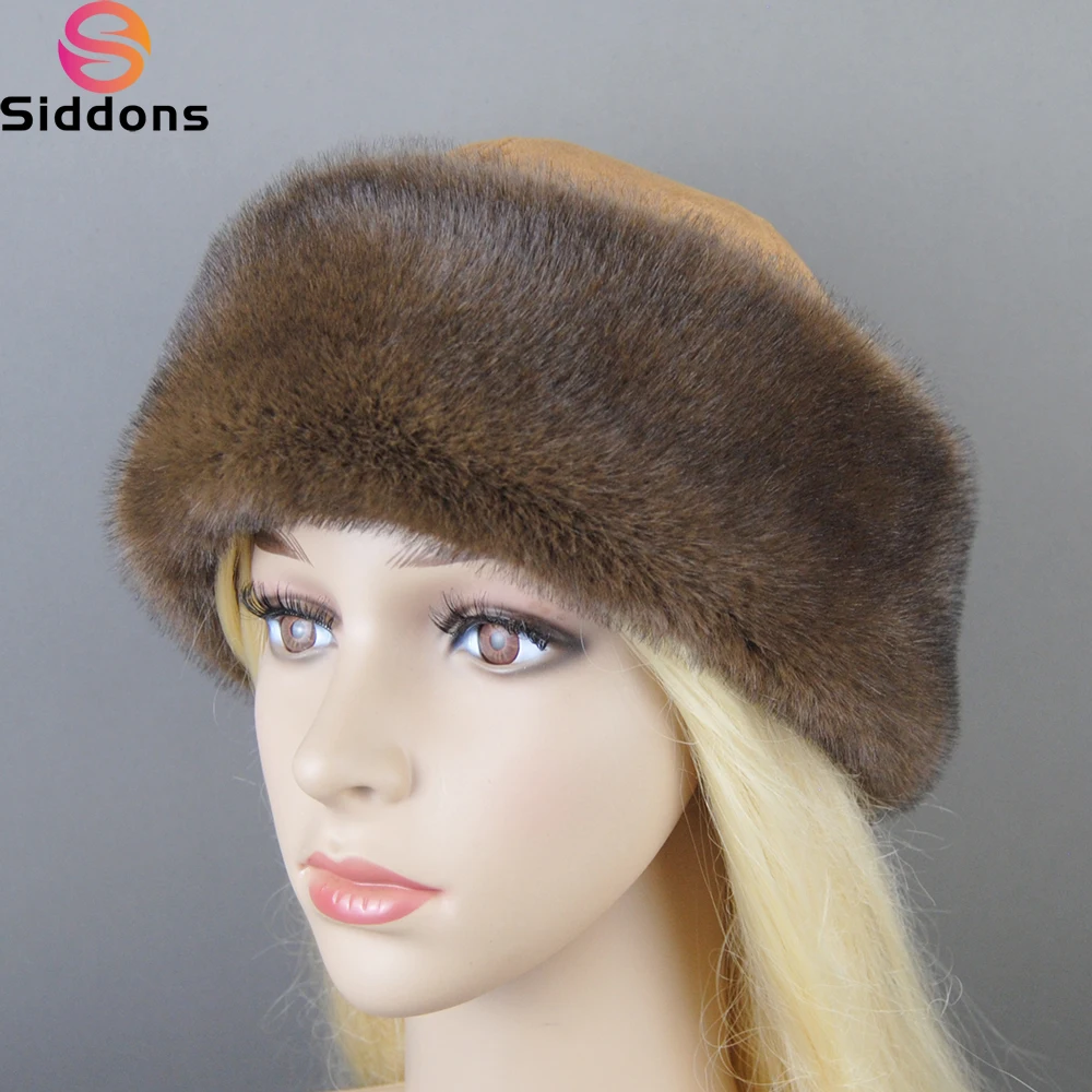 2024 False Fur Fashionable Brand Caps False Mink Fur Hats For Women Warm Russian Winter Hat Luxurious False Mink Fur Cap