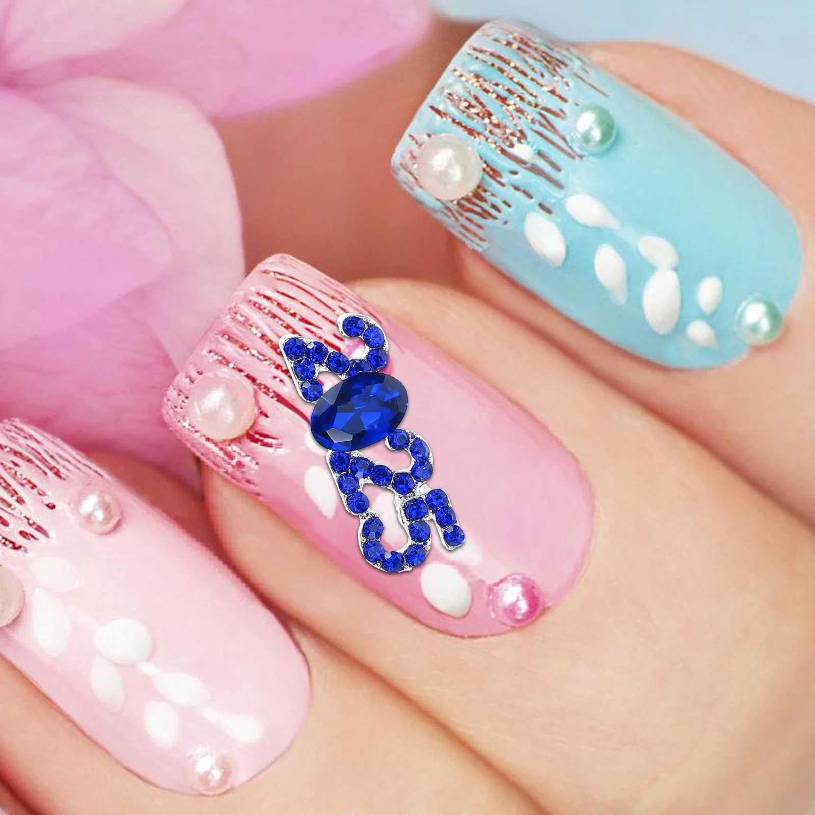 5 個合金ネイルチャームスパークリングラインストーン 2025 番号 DIY ネイルデコレーションマニキュアチャーム偽爪女性用