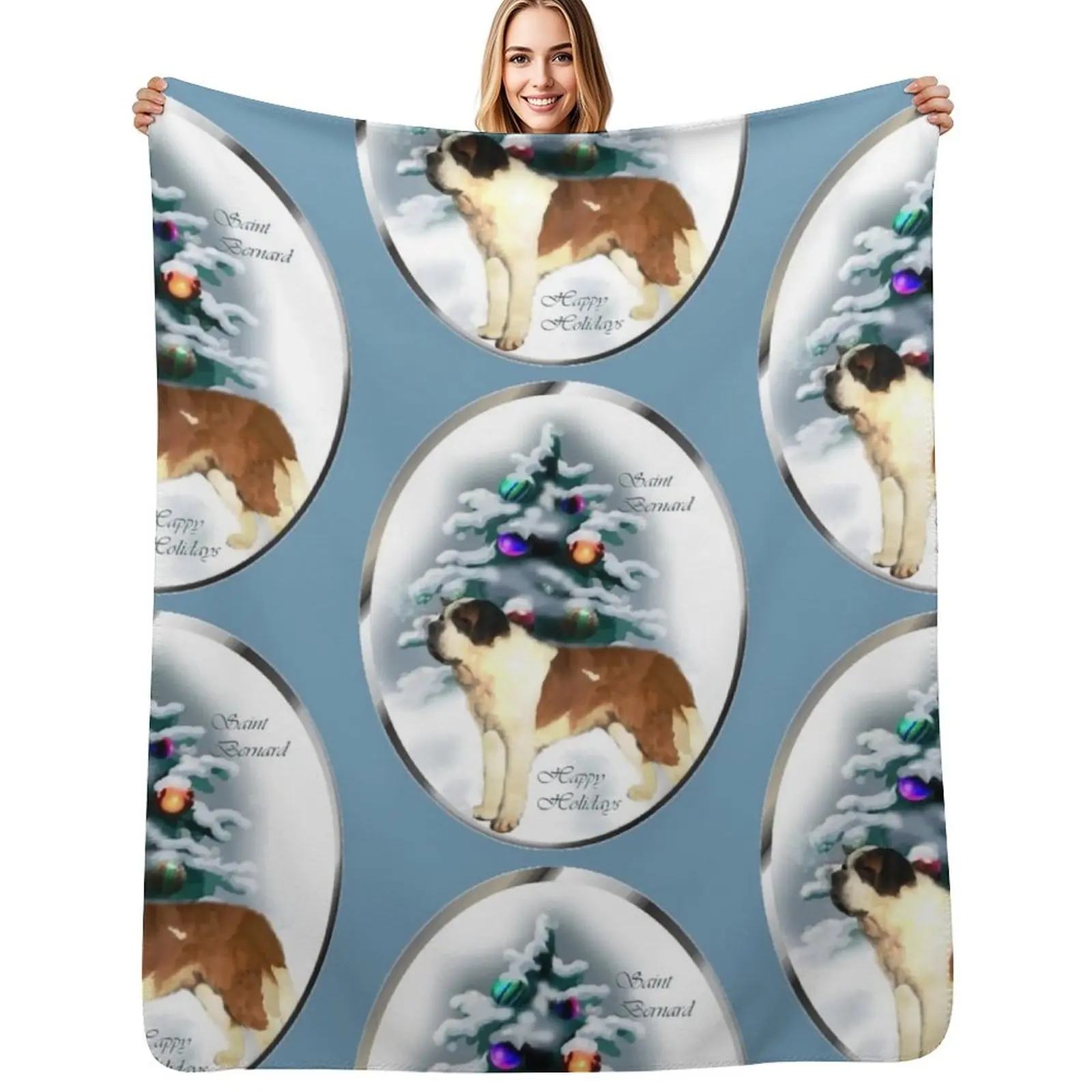 Saint Bernard Christmas Gifts Throw Blanket Soft Home Decor Blanket for Couch Bedroom