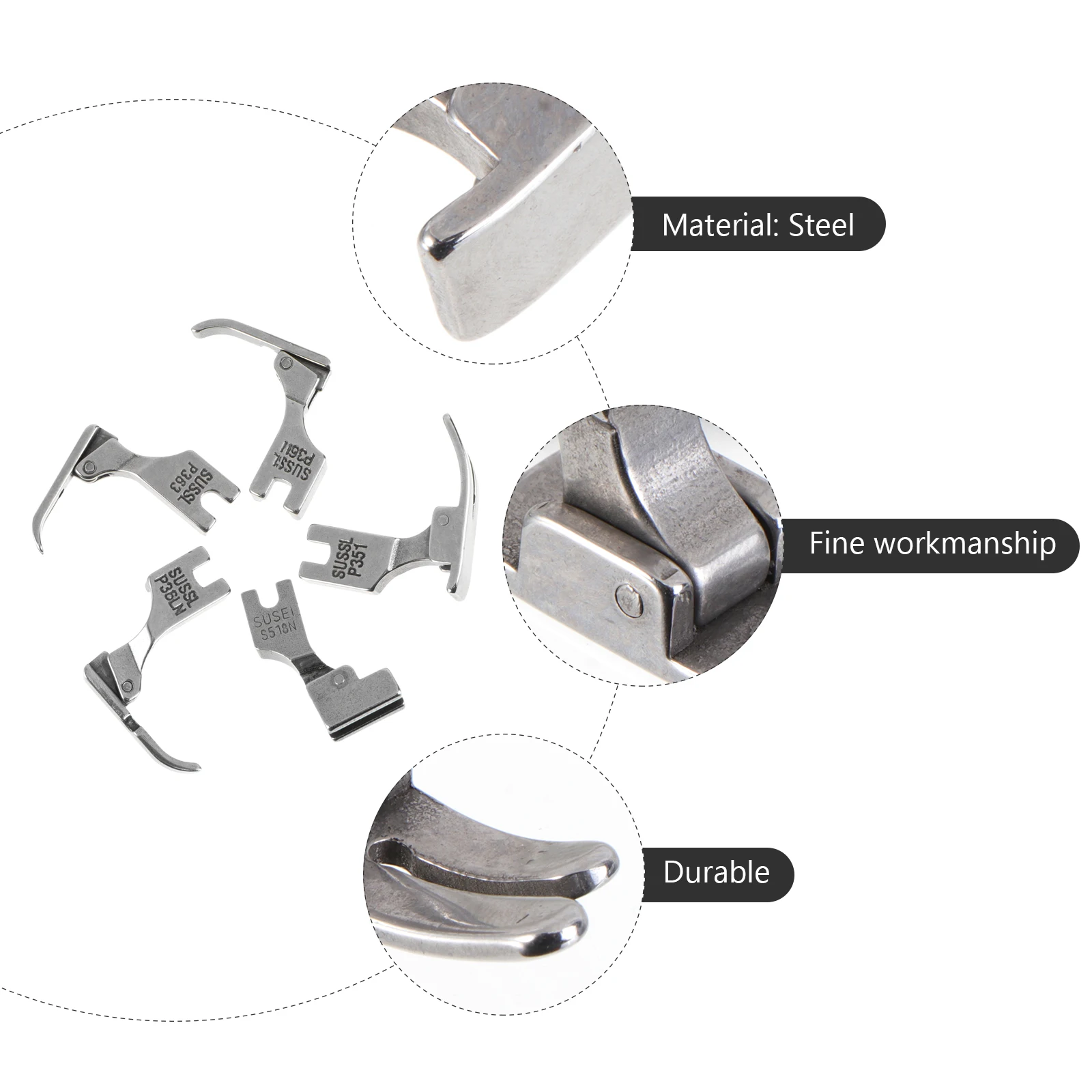 

5pcs Set Durable Steel Smooth Sewing Fit Machine Sewing Presser Feet For Industrial Machines Machine Accessory Accessory