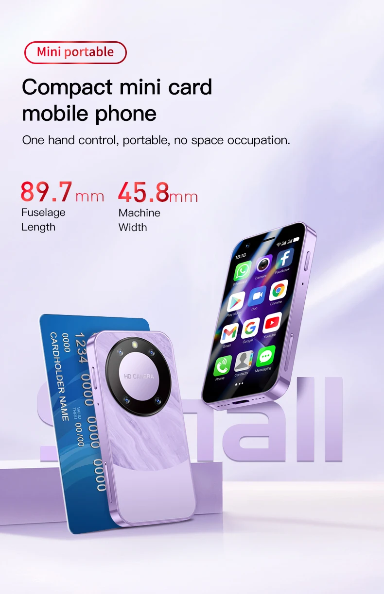 F8 Pro Max SOYES 3G Mini Smartphone 3.0inch IPS MTK 1GB RAM 16GB ROM Dual SIM Bluetooth WIFI Type-C WCDMA Android Mobile Phone