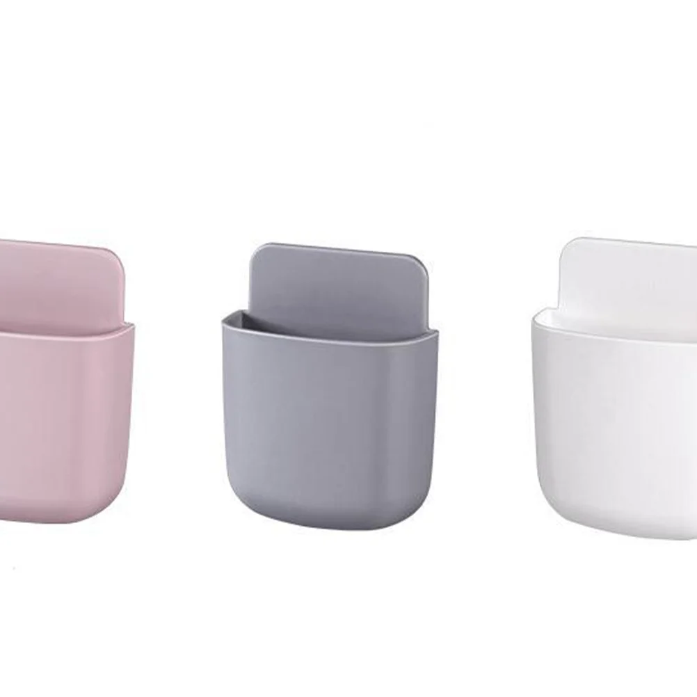 

3Pcs Mountable Storage Box with Charging Stand Function Wall Hanging Organizer for Remote Control and Small Items Neat Living