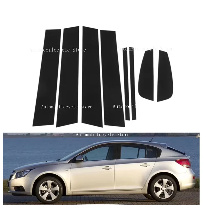 8 шт. глянцевых черных накладок на стойки для Chevrolet Cruze Facelift Hatchback 2013-2014, наклейки на центральные стойки B и C.