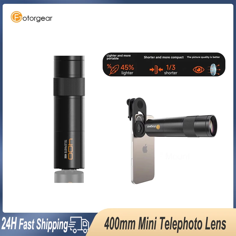 Fotorgear 400mm mini Telephoto Lens 17mm T-mount for iPhone 17 Xiaomi Mobile Phone Camera Lens Telescope for Concert Live Stage