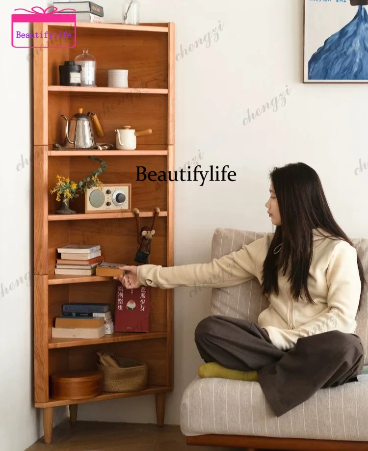 A55 Building block triangular cabinet, retro style solid wood side cabinet small apartment living room corner, household locker