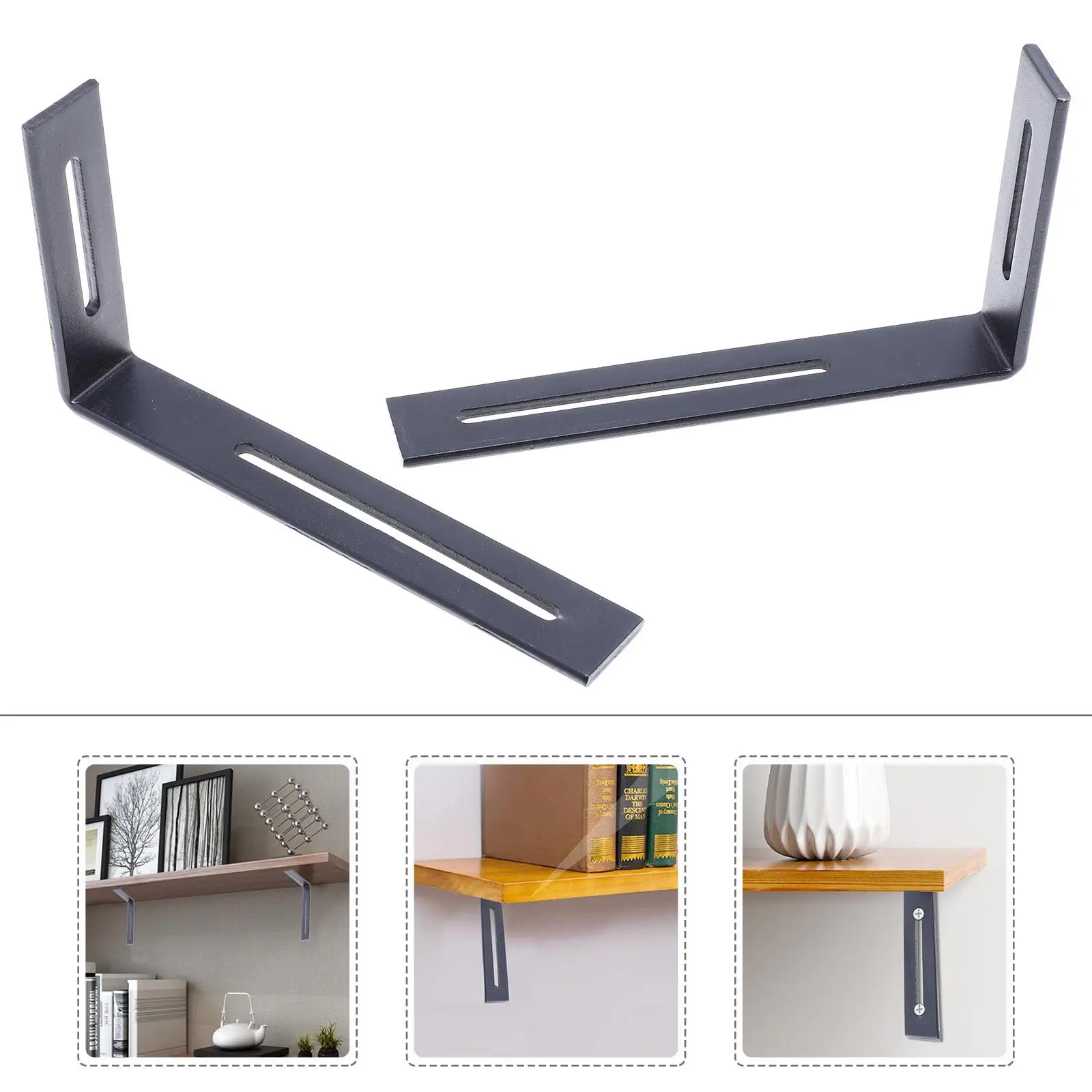 L-Shaped Corner Braces for Furniture Makers to Secure Furniture Joints, 2-Piece Black Iron Right-Angle Supports